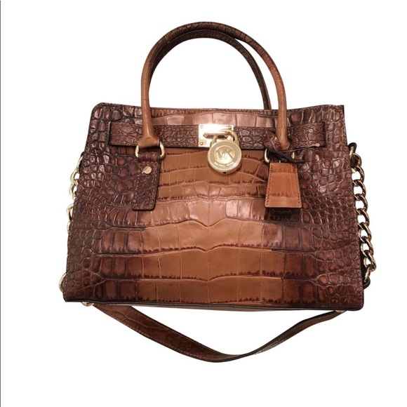 Hamilton Ew Crocodile Embossed Medium Satchel - Picture 1 of 6